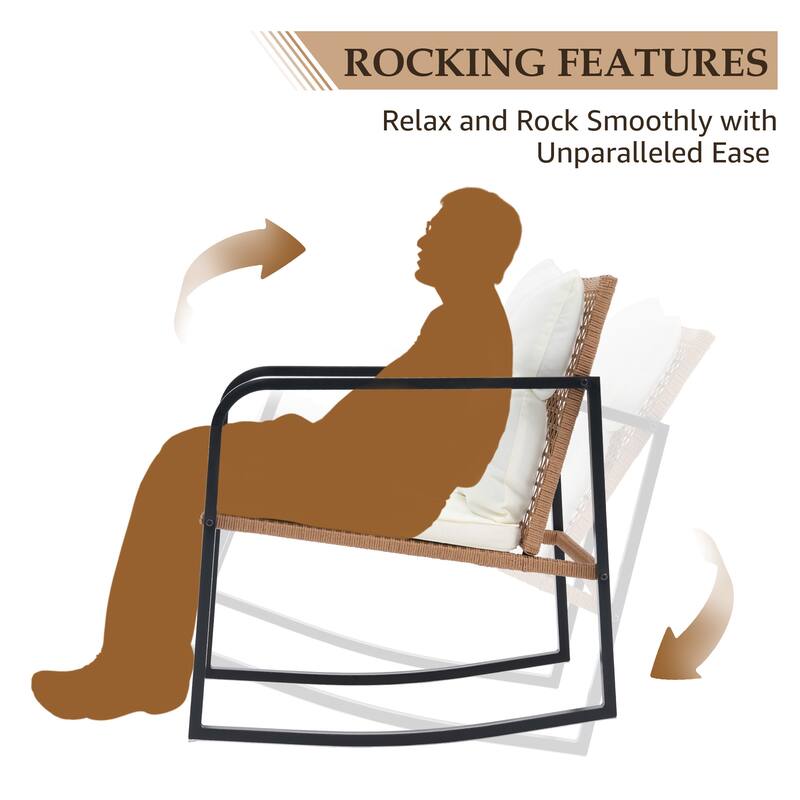 Outdoor 3 Piece Rocking Chair Furniture Chair Set