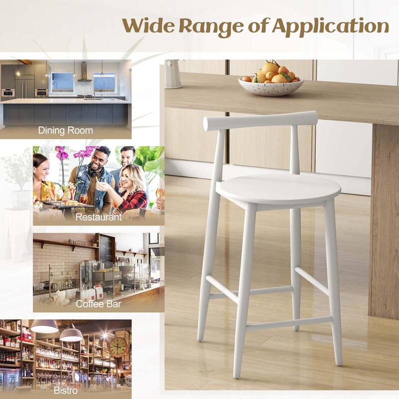 Costway Bar Chair Counter Height Stools Set of 2/4 with Acacia Wood