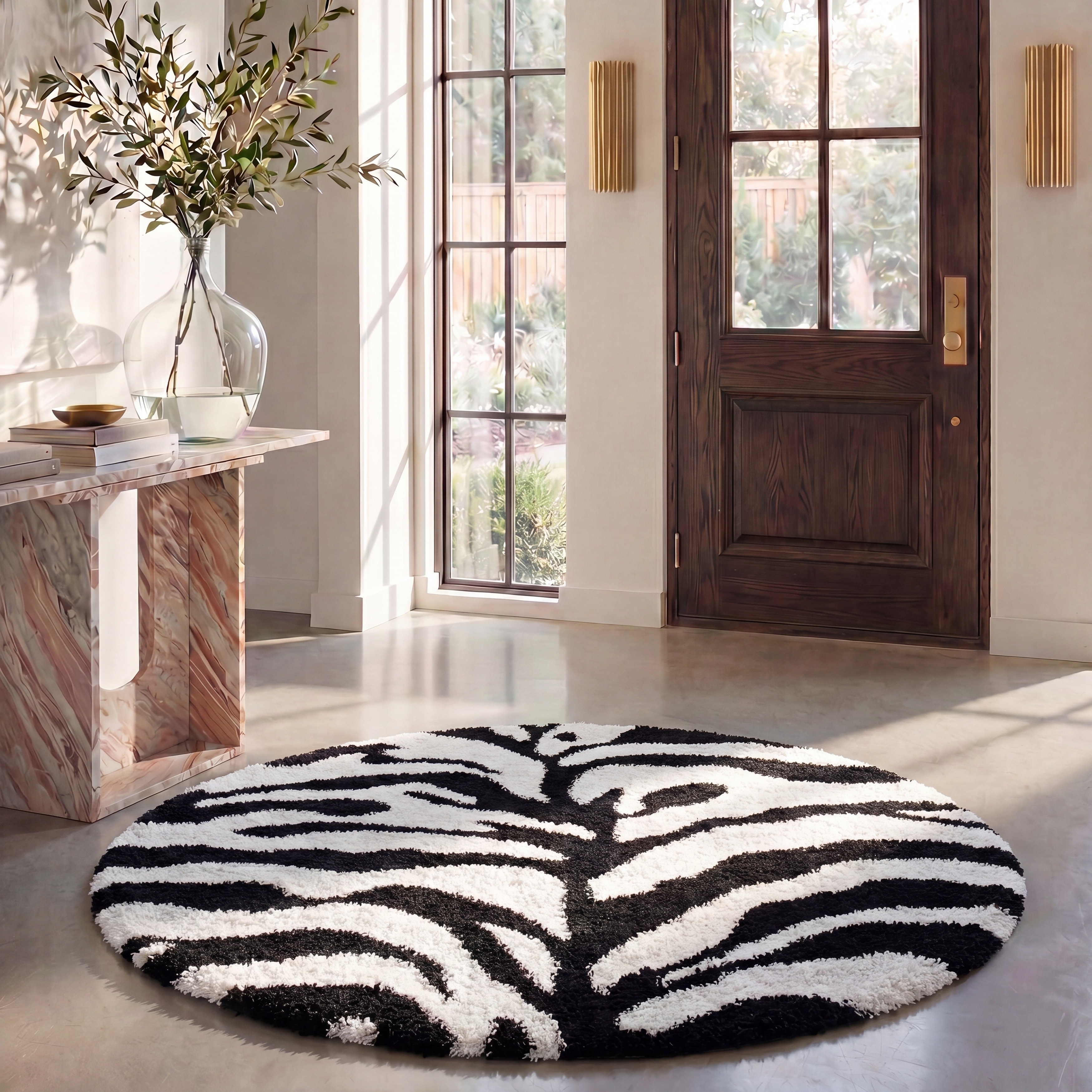 SAFAVIEH Florida Shag Rozinka Zebra Animal Print 1.2-inch Thick