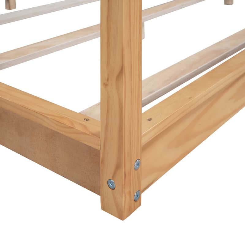 Full/Queen/King Size Canopy Bed, 4-Post Wood Platform Bed Frame with Support Legs, No Box Spring Needed