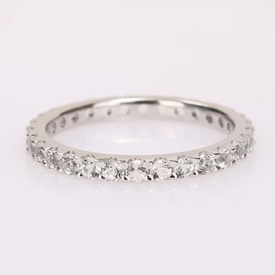 Miadora 10k White Gold White Topaz Stackable Eternity Wedding Band Ring