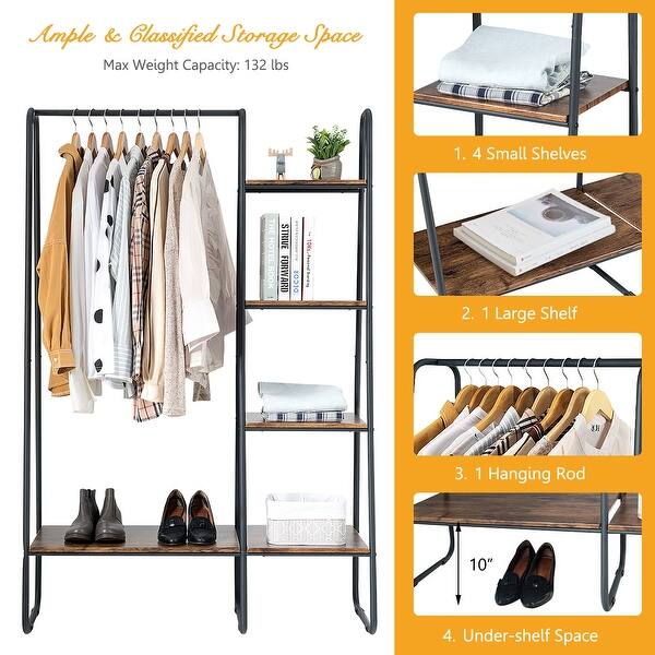 Shop Costway Clothes Garment Rack Free Standing Storage Tower W