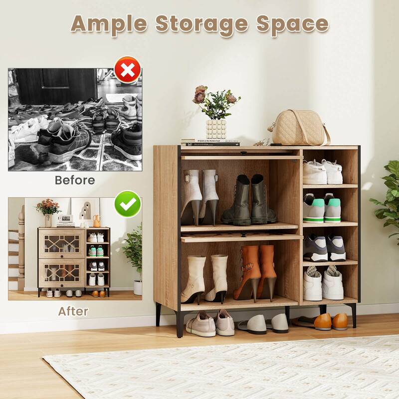 Costway Shoe Storage Cabinet with Flip Doors Adjustable and Removable - See Details