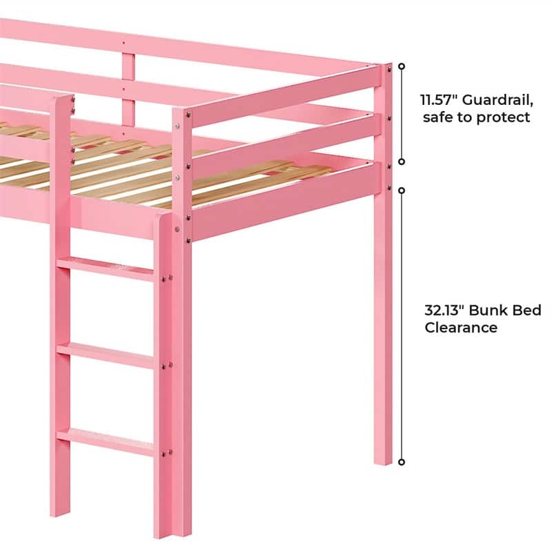Solid Wood Toddler Platforms Loft Bed Twin Size With Stairs