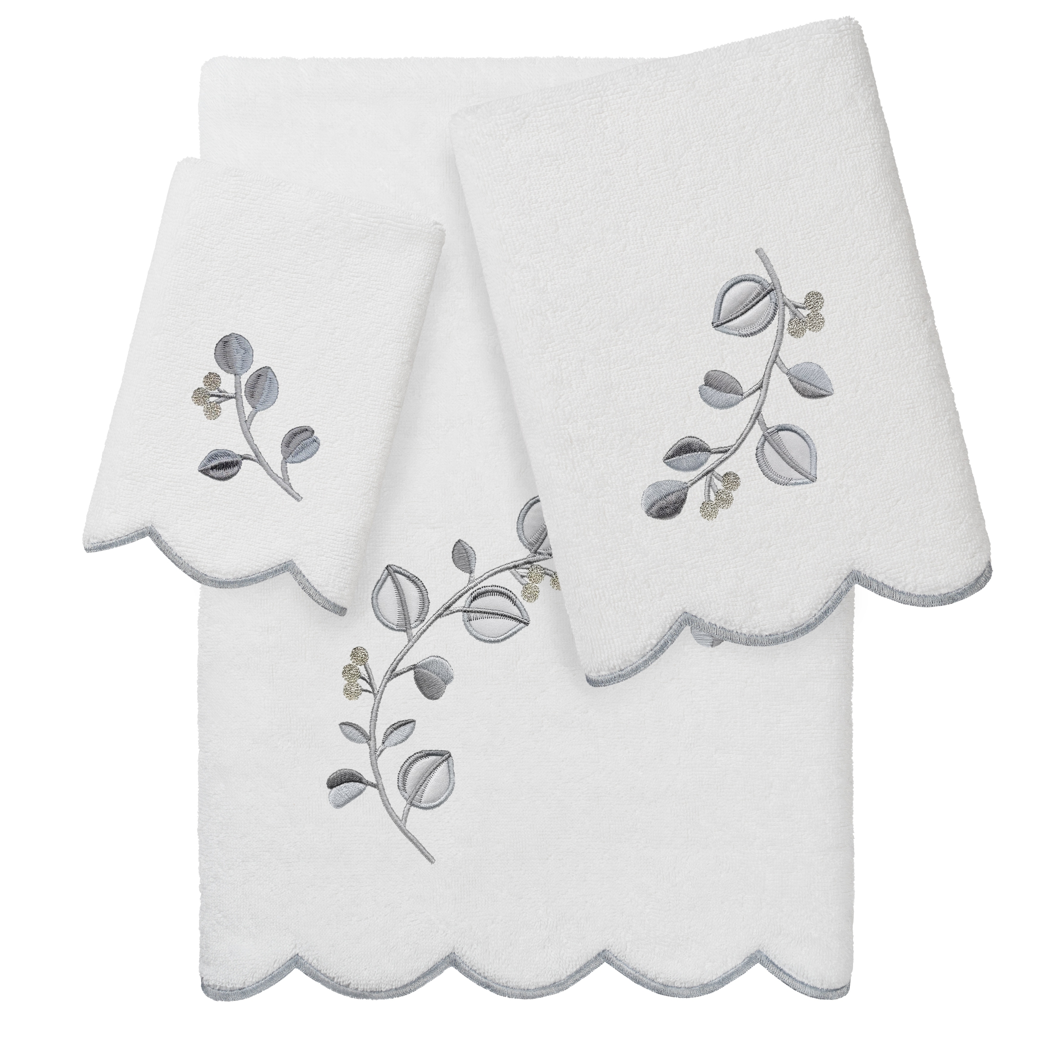 Authentic Hotel and Spa 100% Turkish Cotton WILD BRANCH Scallop Embellished Towel Collection