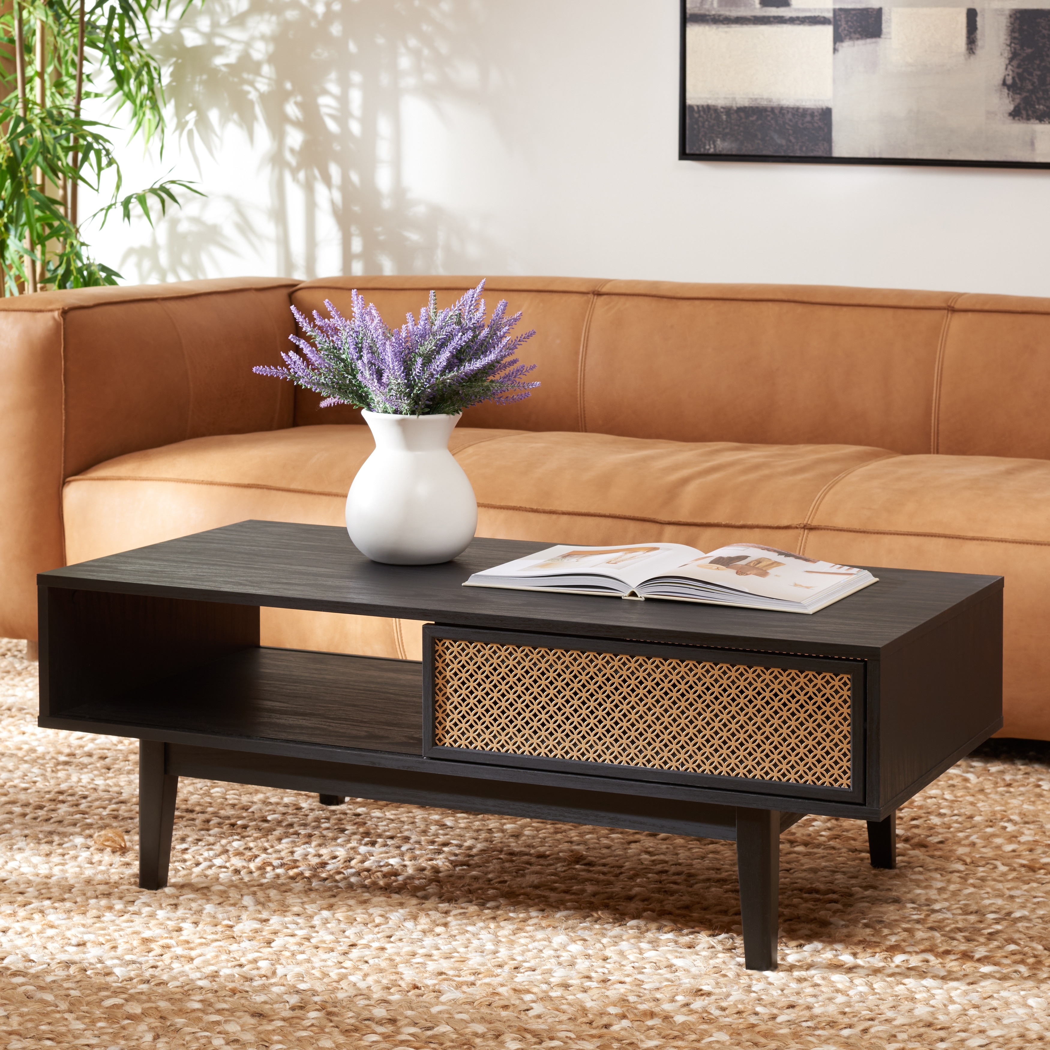 SAFAVIEH Zhuldyz 2 Door Coffee Table - 43" L x 22" D x 16" H - 43"Wx22"Dx16"H