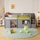 preview thumbnail 2 of 12, Modern Soidl Wood Twin Sise Low Loft Bed With Stair, Darwer, And Shelf Grey
