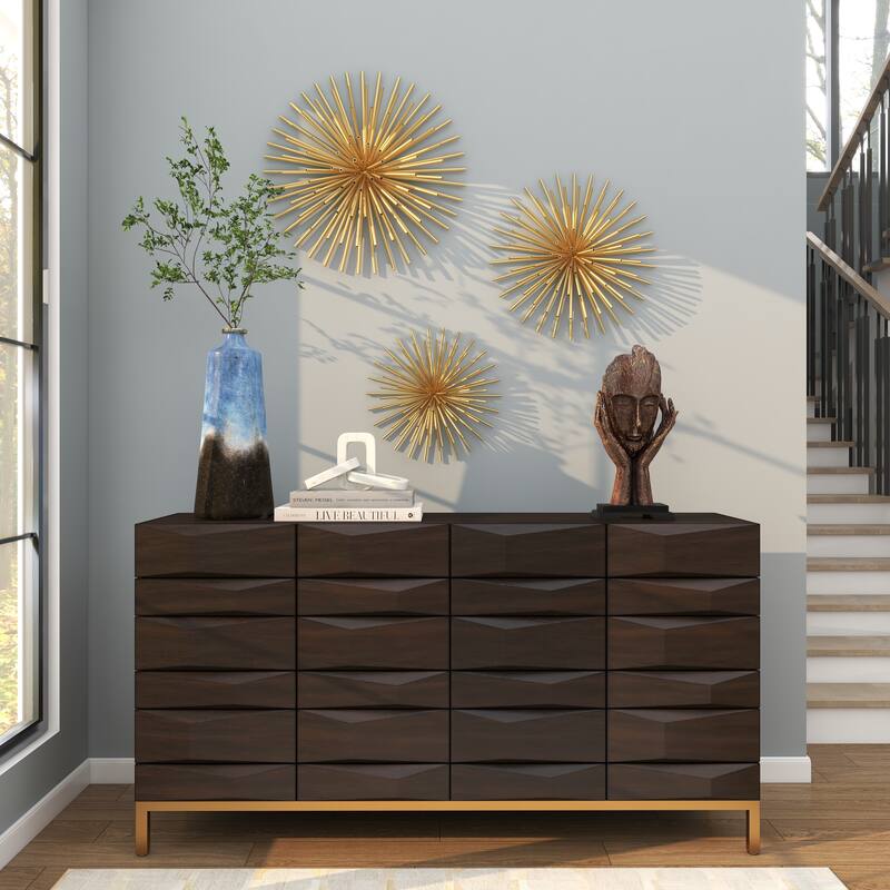 CosmoLiving by Cosmopolitan Metal 3D Starburst Wall Decor (Set of 3) - Silver, Gold, Black, Copper