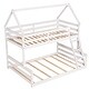preview thumbnail 17 of 33, Elegant House Shape Twin over Full Wood Bunk Bed with Guardrails and Ladder, Designed for Child Safety, Gender Neutral, White