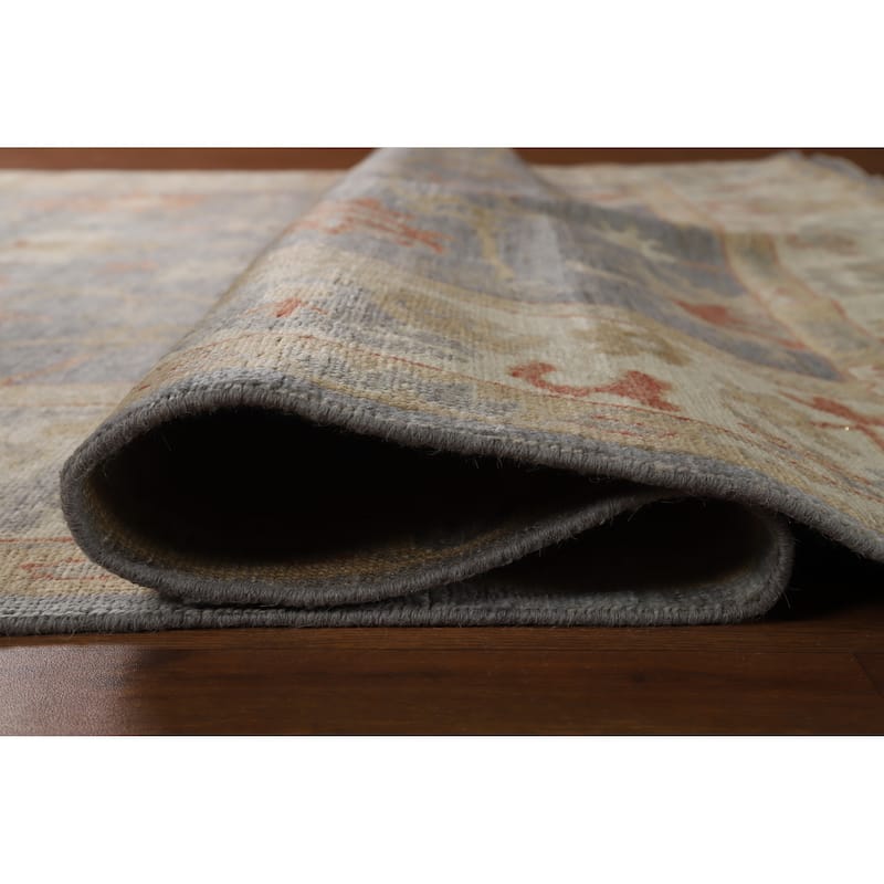 Hand Knotted Oriental 100% Wool Carpet Transitional All-Over Greys & Charcoal Oushak Area Rug - 9' 9'' X 8' 3''