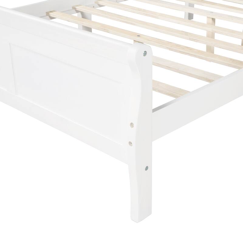 Classic Wood Platform Bed with Headboard and Footboard, Solid Wood Bed Frame, Easy to Assemble, No Box Spring Needed