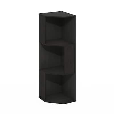 36.6 in. Tall Espresso Wood 3-Shelf Bookcase