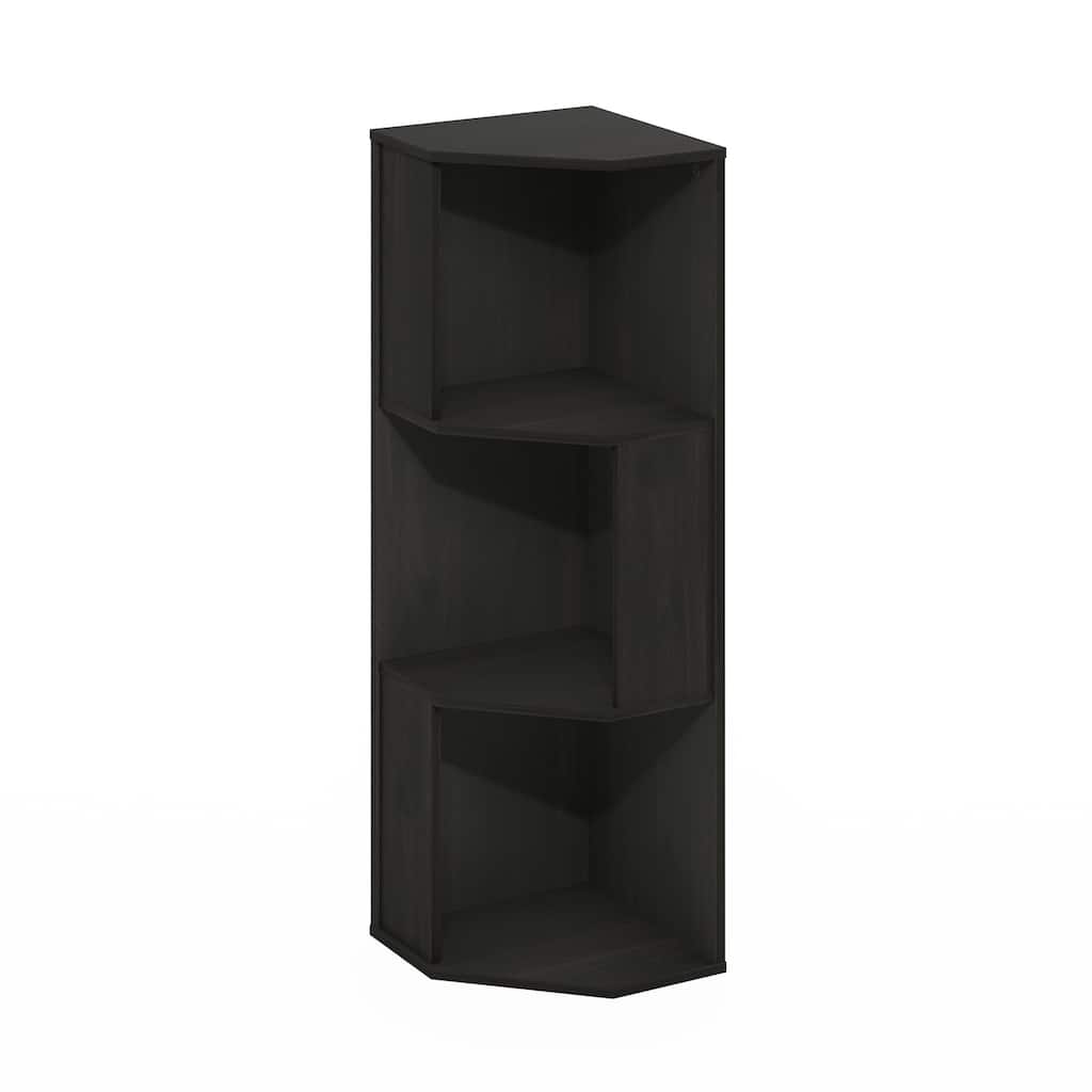 36.6 in. Tall Espresso Wood 3-Shelf Bookcase