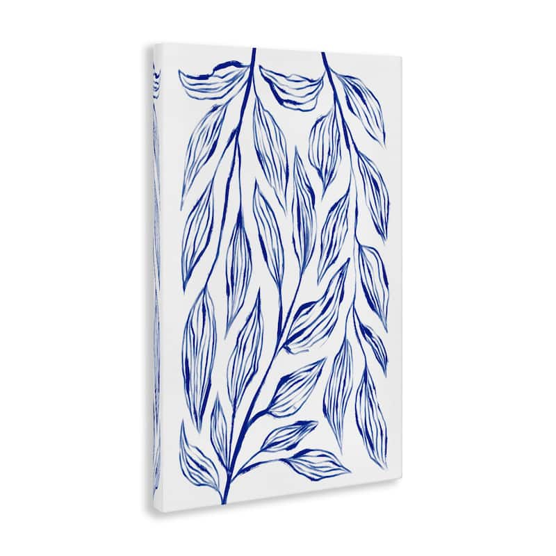Stupell Simple Blue Leaves on White Canvas Wall Art Design By Martina Pavlova