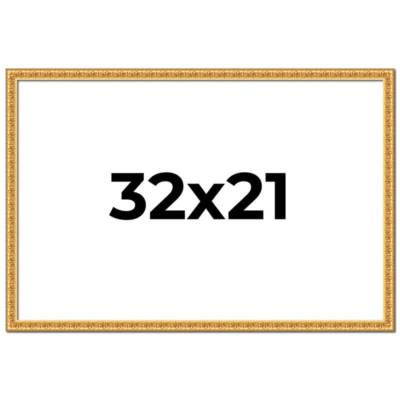 32x21 Frame Gold Real Wood Picture Frame Width 1 inches | Interior