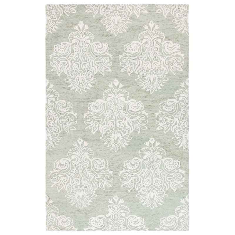 SAFAVIEH Handmade Glamour Chirata Modern Wool & Viscose Rug - 4' x 6' - Sage/Ivory
