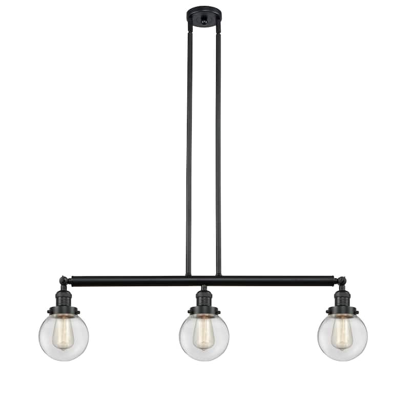 Innovations Lighting Beacon 3 Light 39" Wide Linear Chandelier - Matte Black / Clear