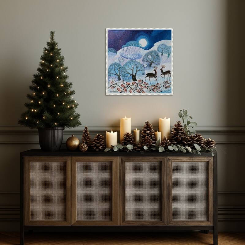 Snowy Land by Lisa Graa Jensen (22 x 22 in.), Framed Canvas Wall Art Print - Sylvie Beaded White
