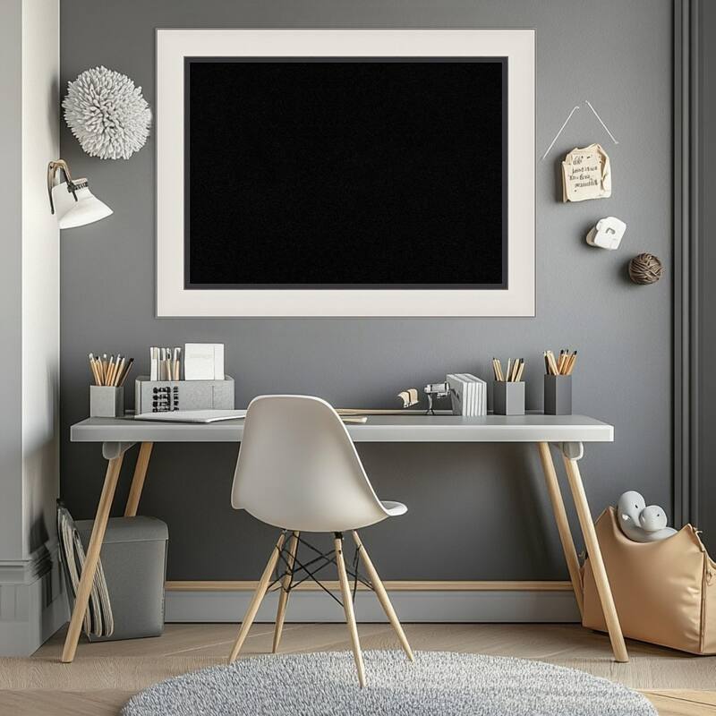 Ellie Silver Black Framed Cork Board - Bulletin Board, Organization Board, Pin Board