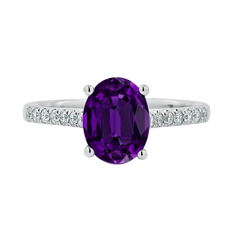Auriya 9/10ct Fancy Oval Purple Amethyst and Diamond Engagement Ring 1/4ctw 14k Gold
