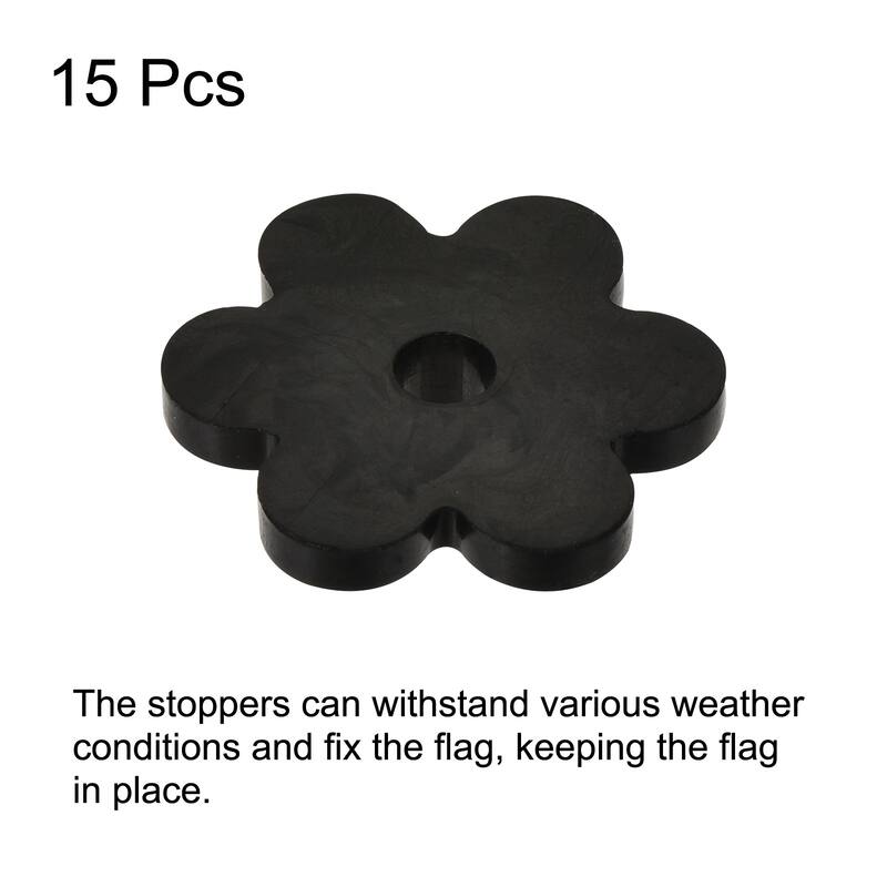 Flower Shape Rubber Stoppers for Garden Flag Stand Poles Black 15 Pack