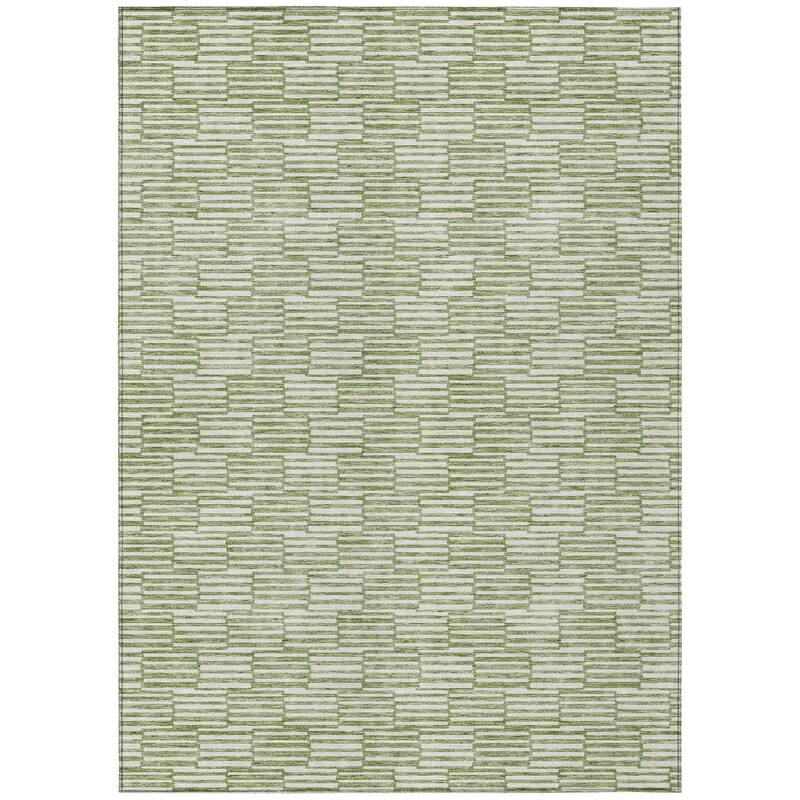 Machine Washable Indoor/ Outdoor Chantille Stripe Blocks Rug