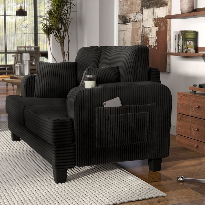 Furniture of America Xenia Modern Chenille Loveseat with Cup Holders