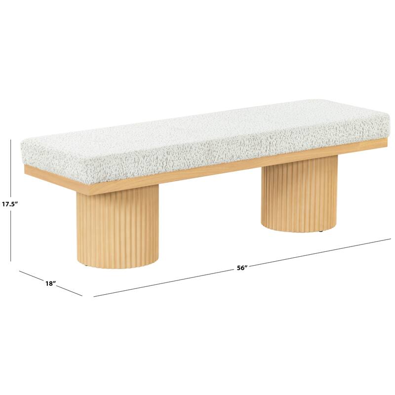 SAFAVIEH Couture Oneida Boucle And Reeded Leg Bench - 56"W x 18"D x 18"H