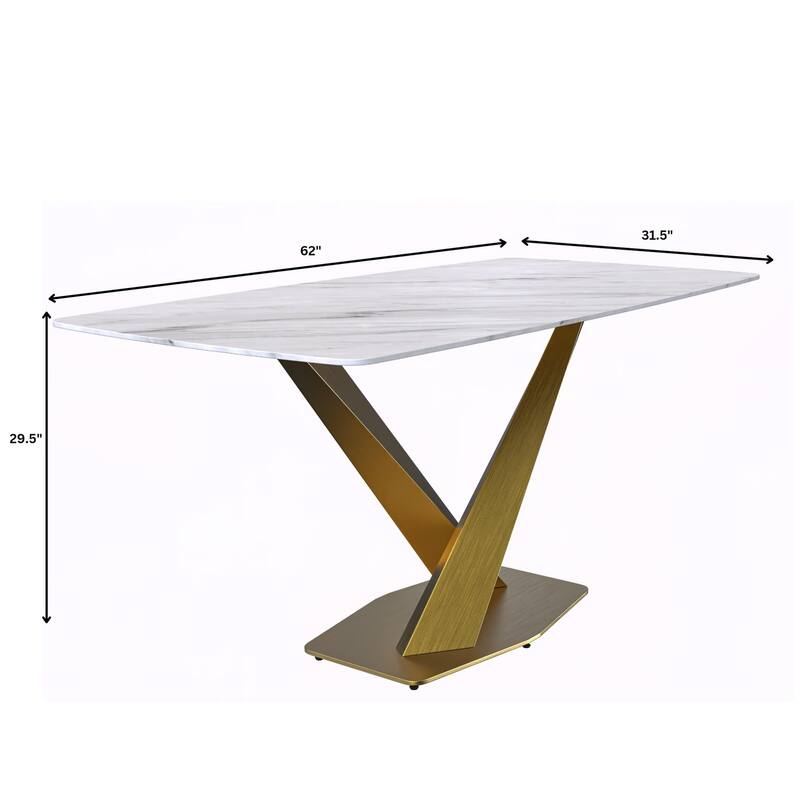 Voren Dining Table with Rectangular Top and Stainless Steel Base