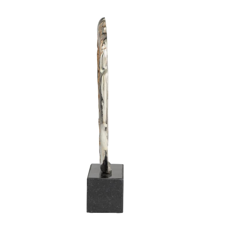 Striking Silver Aluminum Metal Abstract Sculpture with Marble Base