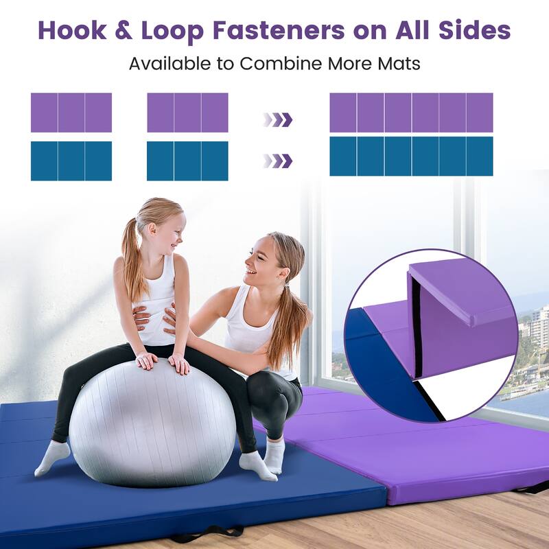 Gymax 10' x 4' x 2'' 4-Panel Folding Exercise Mat w/ Carrying Handles