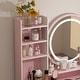 preview thumbnail 9 of 24, 5-Drawers Makeup Vanity Table Set with Lighted Mirror (PINK/BLACK) - 52"H