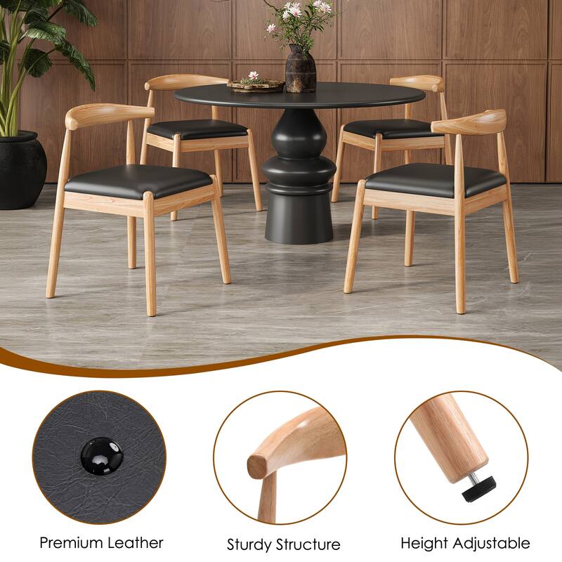 Natural Black Dining Chair Set of 2 Side Chair Office Chair Meeting Room Chairs with Curved Backrest