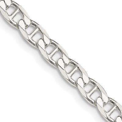 Curata 925 Sterling Silver 4.65mm Flat Cuban Anchor Chain Necklace Options: 16 18 20 22 24