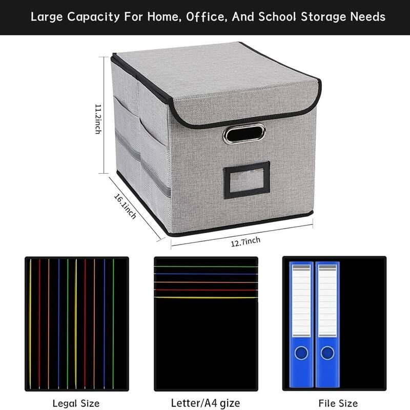 Portable File Organizer Box with Lid (Gray) On Sale Bed Bath