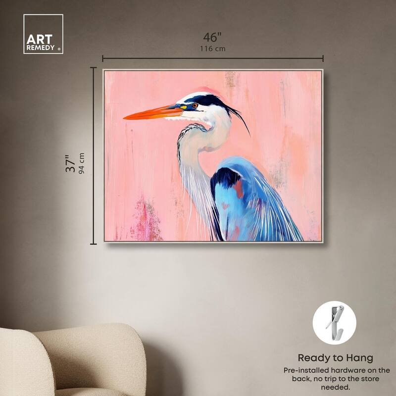 Rosy Dawn Heron Canvas by Art Remedy