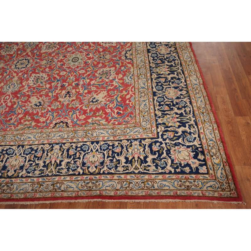 Vegetable Dye Kerman Large Vintage Persian Rug Handmade Wool Carpet - 9'9" x 13'9"