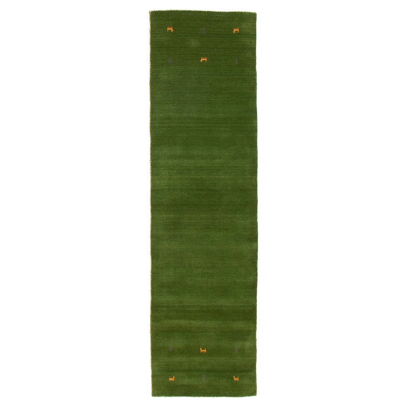 Kashkuli Gabbeh Green Rug 2'7" x 9'7" - 2'7 x 9'7 - Green - 2'7 x 9'7