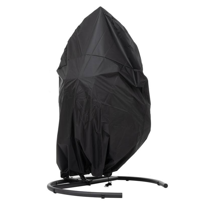 Outdoor Indoor Swing Egg Chair with Antracite Color Cushion And Black Color Base