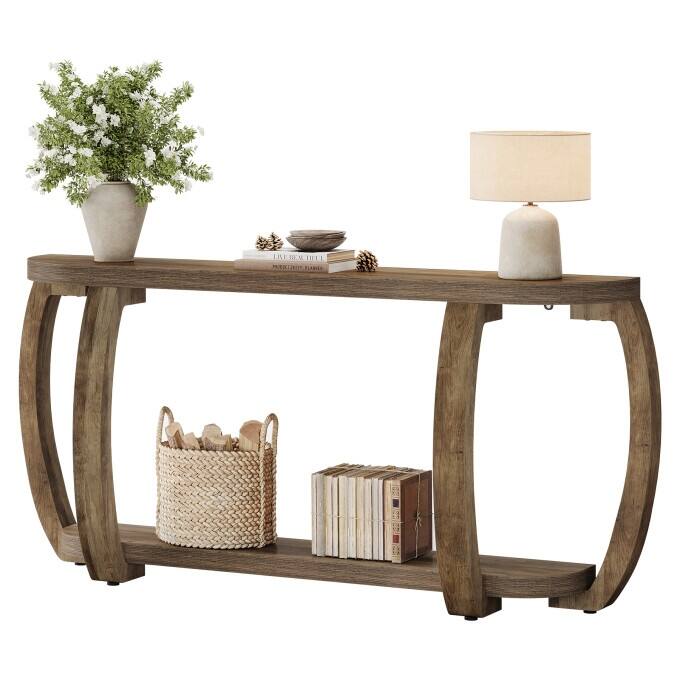 Farmhouse Wooden Console Table, 63-Inch Long Entryway Table