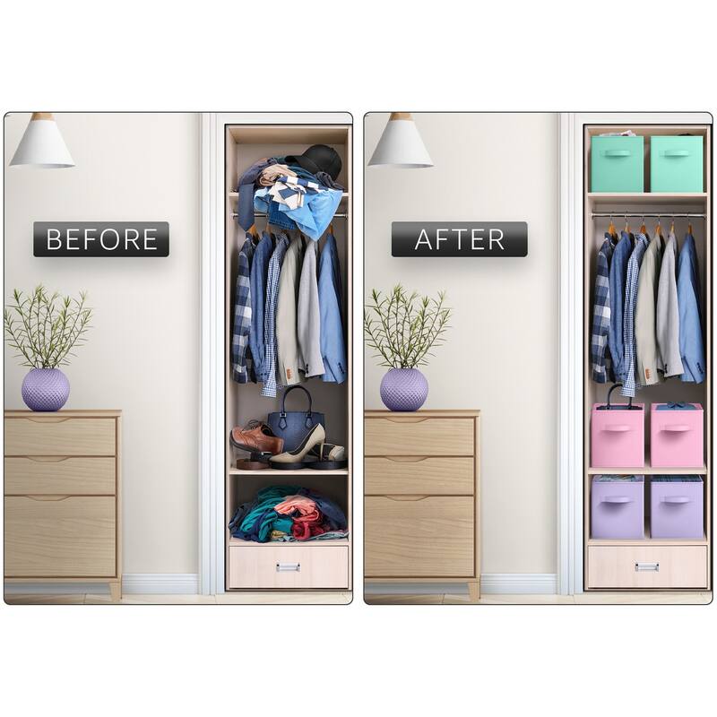 Sorbus Fabric Storage Bins 13" Foldable Cubes With Handles For Pantry, Cubbies, Toy And Closet Shelving Organization - 6Pk