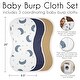 preview thumbnail 6 of 4, Moon and Star Absorbent Burp Cloths 3 Pack Set Navy Blue Gold Brown and White Watercolor Celestial Sky Gender Neutral Bear Owl