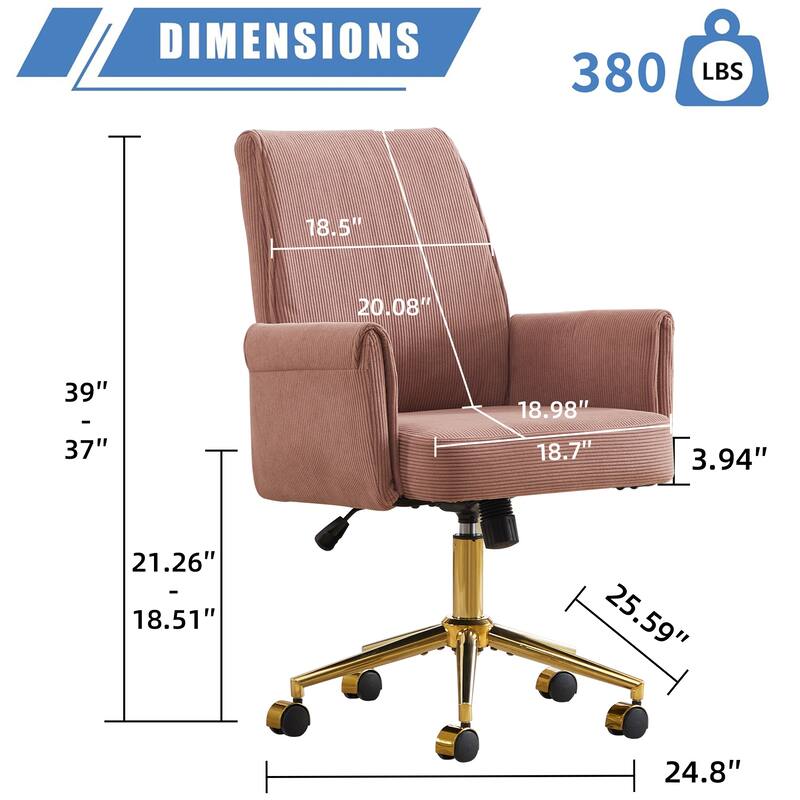 Mid-back liftable Office chair, Striped Fabric, ergonomically designed, The mid-back design provides a better sitting experience