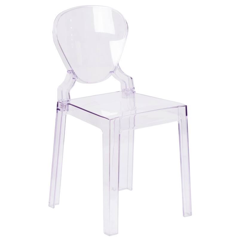 Chair with Tear Back in Transparent Crystal - Wedding Chairs - 15.75"W x 19.5"D x 32.25"H - transparent crystal