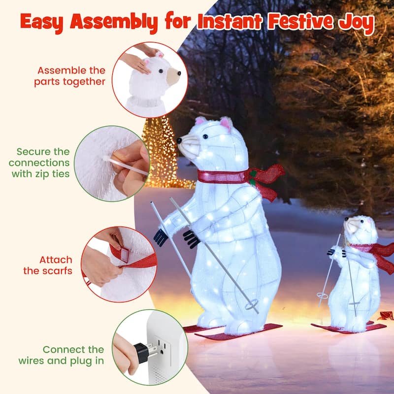 Costway 2 Pcs Animated Skiing Polar Bears with Skiing Motion & 160 - as pic shows - See Details