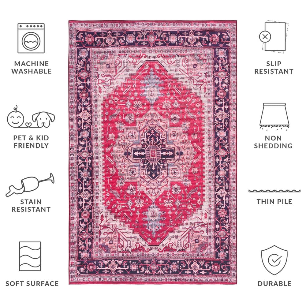 SAFAVIEH Tucson Machine Washable Slip Resistant Emmer Traditional Rug