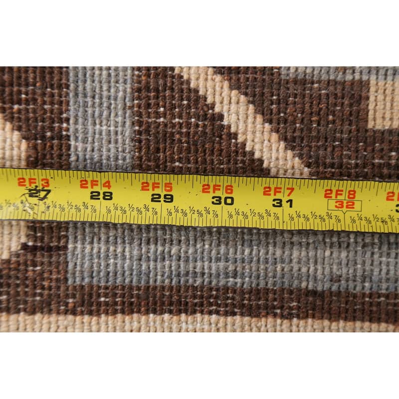 Brown Geometric Gabbeh Persian Wool Area Rug Handmade Office Carpet - 6'0" x 9'7"