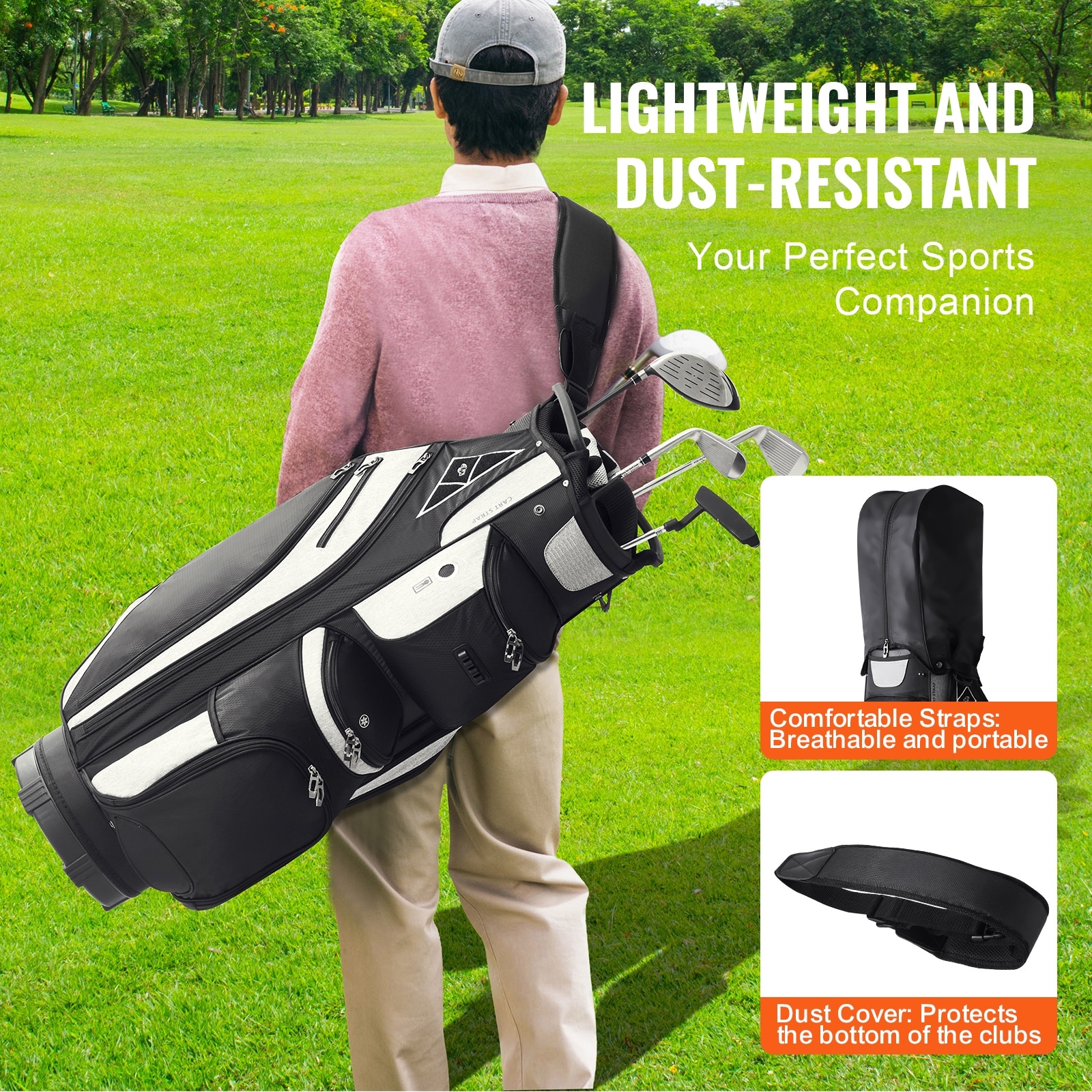 Golf Cart Bag with 14 Way Organizer Divider Top, Durable Golf Bags