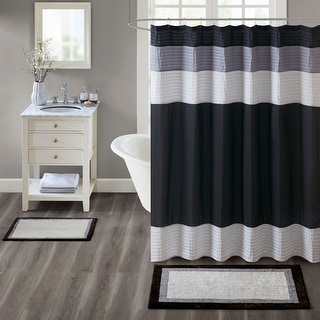 Madison Park Infinity Black Cotton Bath Rug - Bed Bath & Beyond - 10343371