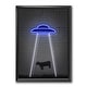 Thumbnail 6, Designart 'Neon UFO Abducting Cow' Modern & Contemporary Framed Art Print. Changes active main hero.